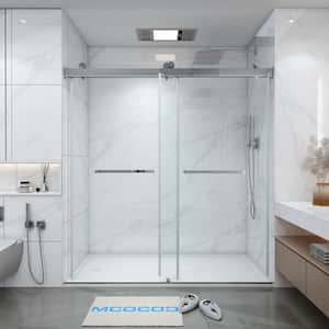 66-72.75 in. W x 72 in. H Double Sliding Frameless Soft Close Shower Door in Chrome with 3/8 in. Clear Glass