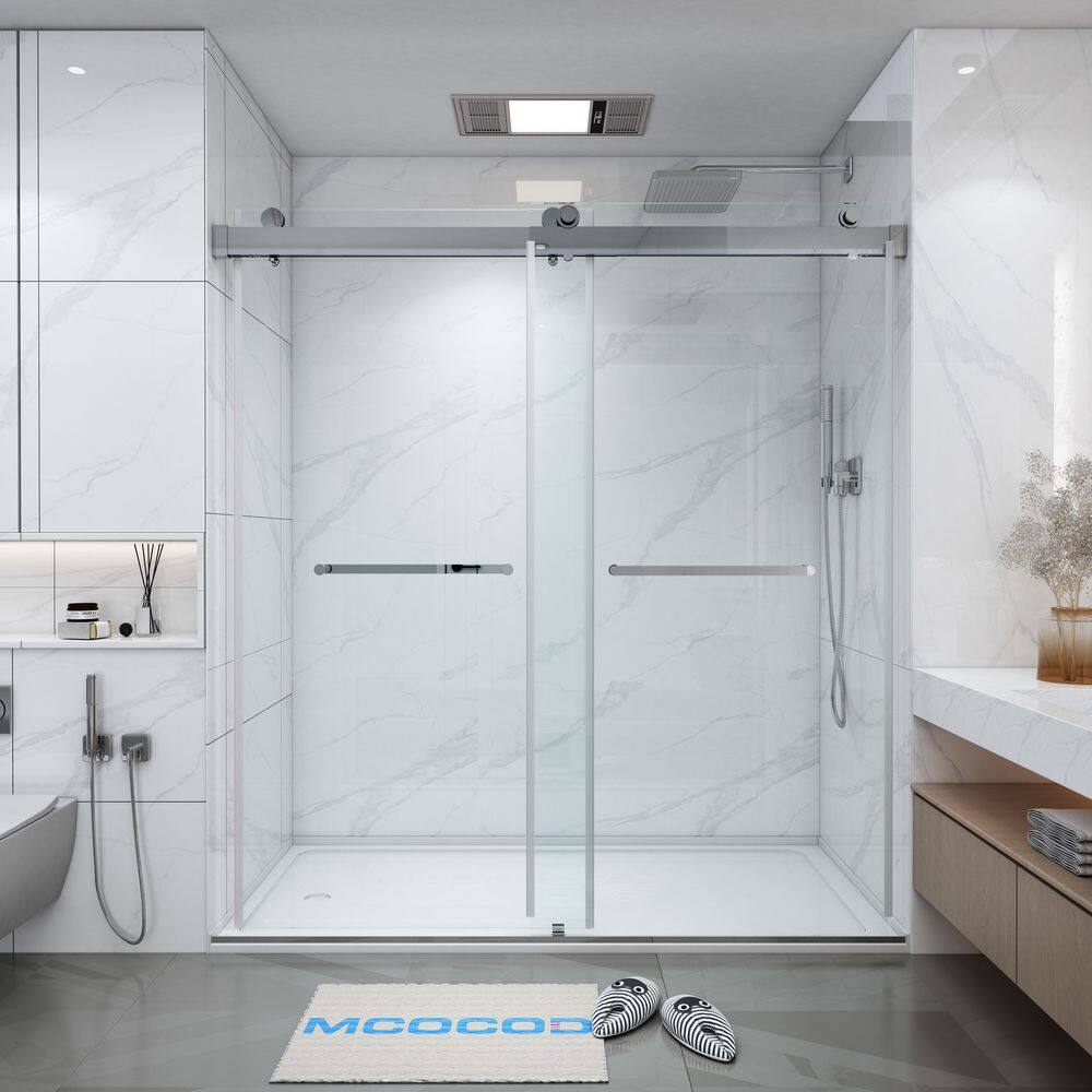 66-72.75 in. W x 76 in. H Double Sliding Frameless Soft Close Shower Door in Chrome with 3/8 in. Clear Glass price history on PriceWatchPro