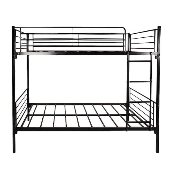78.74 in. Black Twin over Twin Metal Bunk Bed with Ladder, Space Saving Design