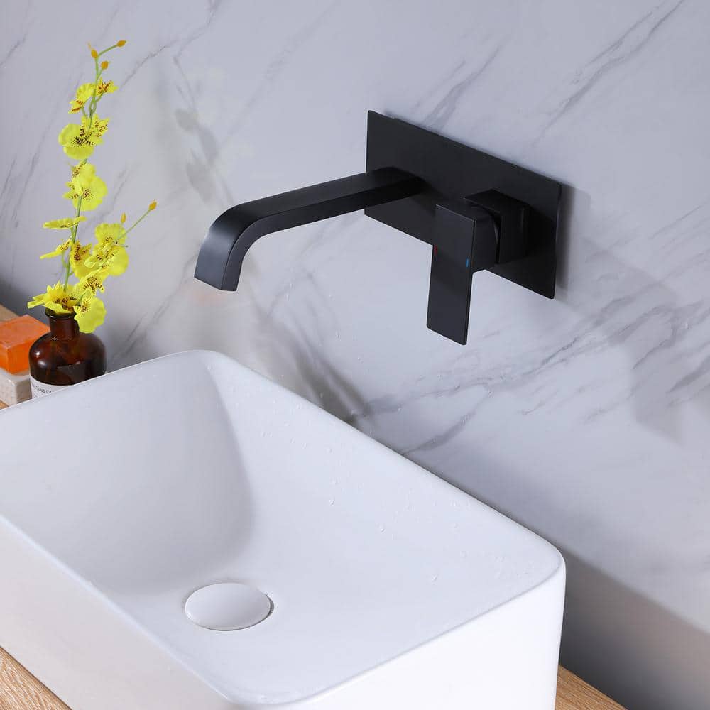 Matte Black Wall-Mount Single Handle Bathroom Faucet