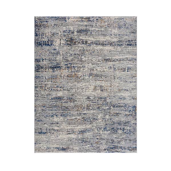 Madison Park Marie Blue/Cream 6 ft. x 9 ft. Abstract Area Rug