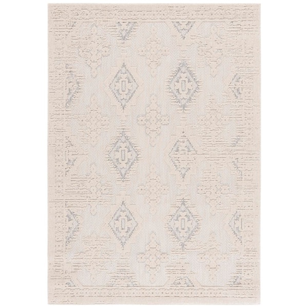 Milos Ivory/Gray 9 ft. x 12 ft. Geometric Diamond Indoor/Outdoor Area Rug