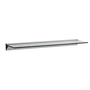 24 in. Modern Clear Glass Floating Shelf on Aluminum Bar