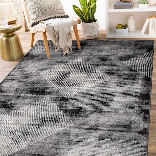 5 x 7 ft. Modern Area Rug Rustic Industrial Style Distressed Weathered Look  Gray