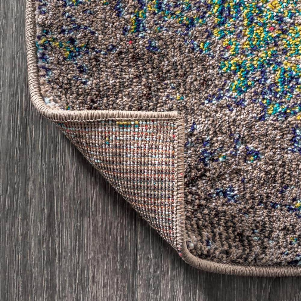 Yellow and Multicolor Abstract Synthetic Flat Woven Area Rug