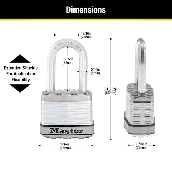 Master Lock Lock with Key, 1-9/16 in. Wide, 1-1/2 in. Shackle 141DLFHC -  The Home Depot