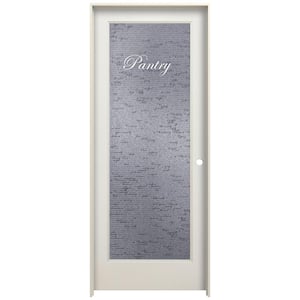 36 in. x 80 in. Left Hand Recipe Pantry Frosted Glass Primed Wood Single Prehung Interior Door