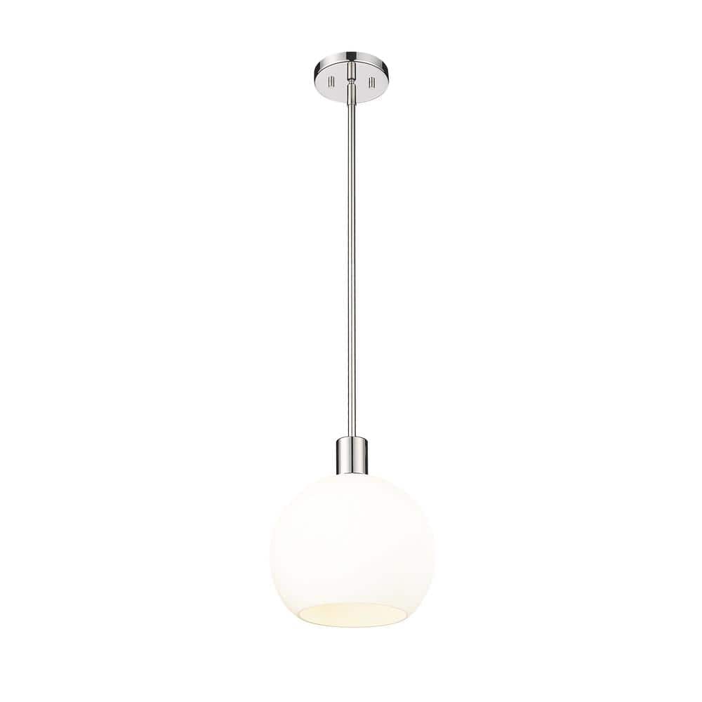 Sleek Mid-Century Modern Polished Nickel Globe Pendant Light
