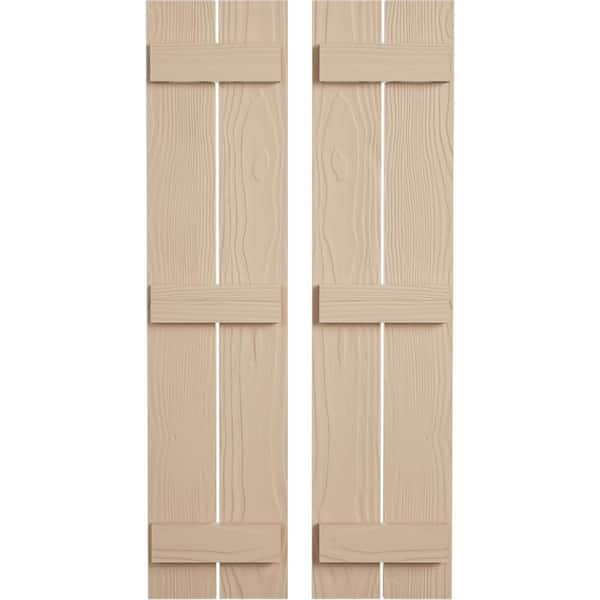 Ekena Millwork 11.5 in. x 74 in. Timberthane Polyurethane 2-Board Spaced Board-n-Batten Sandblasted Faux Wood Shutters Pair