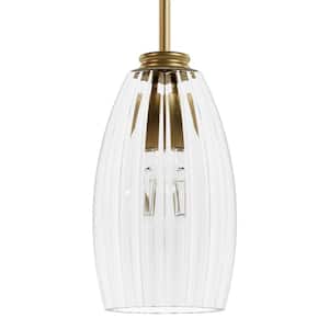 Rossmoor 60-Watt 1-Light Luxe Gold Island Mini Pendant Light with Bell Glass Shade, No Bulbs Included