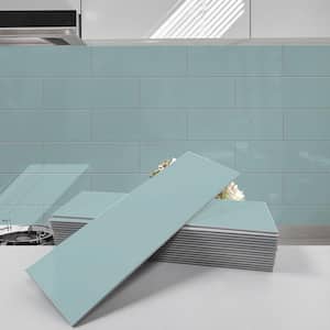 Bex Metro 4 in. x 12 in. Rain Glossy SPC Peel And Stick Backsplash Tile (33 sq. ft. / Single)