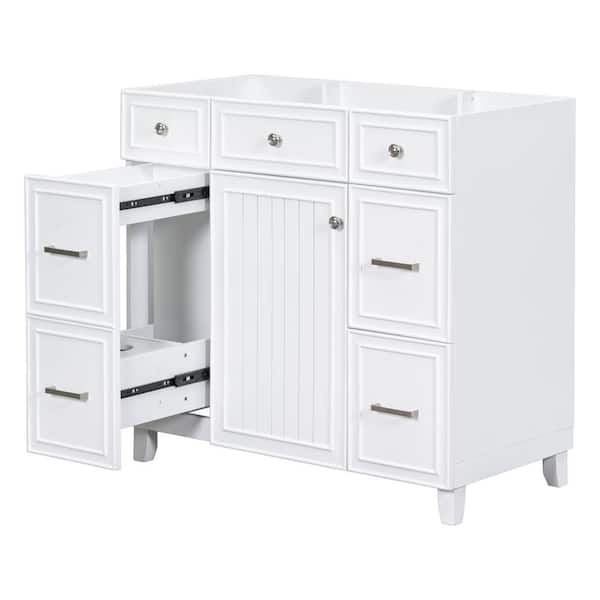 Unbranded 35.6 in. W x 17.8 in. D x 33 in. H Bathroom White Linen Cabinet