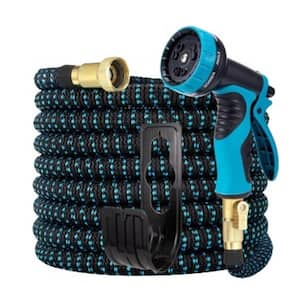 0.5 in. dia. x 50 ft. Light Weight Garden Hose 1-Pack Expandable Flexible Garden Water Hose Spray w/Spray Gun Set Blue