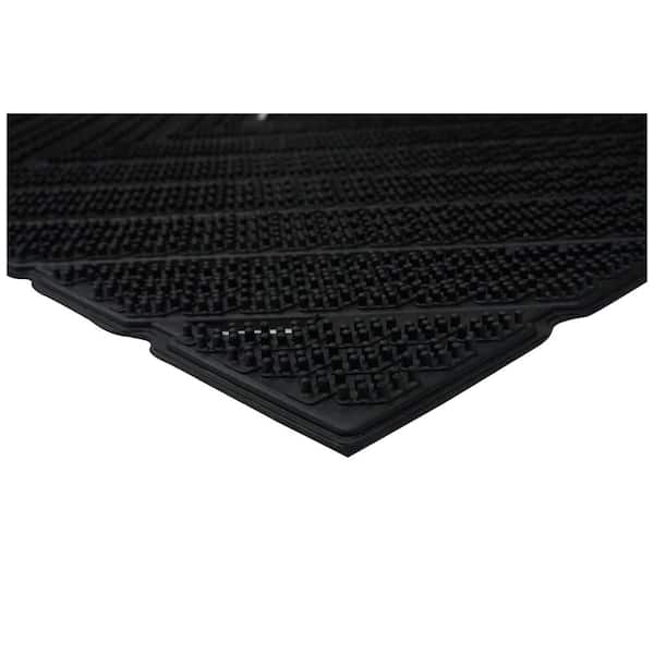 Chevron Rubber 18 in. x 30 in. Indoor/Outdoor Black Doormat