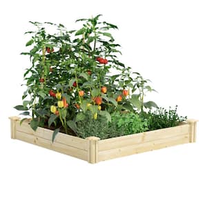 Original Natural Wood Pine Square Raised Garden Bed (48 in. L x 48 in. W x 7 in. H)