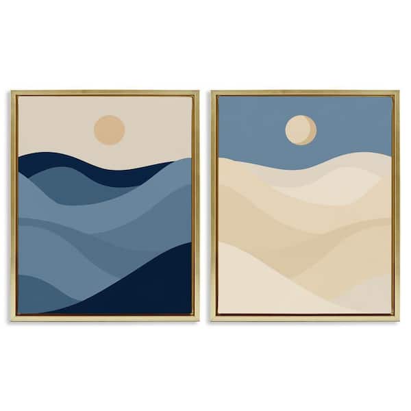 Stupell Industries Boho Waves and Dunes by Daphne Polselli 2-Pieces Gold Floater Frame Nature Graphic Art Print 31 in. x 25 in.