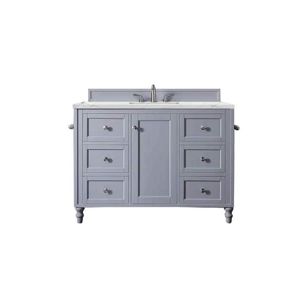 James Martin Vanities Copper Cove Encore 48 in. W x 23.5 in. D x 36.3 in. H Single Bath Vanity in Silver Gray with Ethereal Noctis Quartz Top