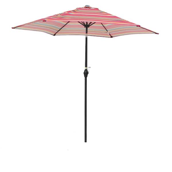 Sudzendf 9 ft. Patio Outdoor Market Umbrella with Crank and Push Button in Red striped