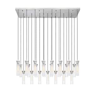 Beau 23-Light Brushed Nickel Shaded Linear Chandelier with Clear Glass Shade with No Bulbs Included