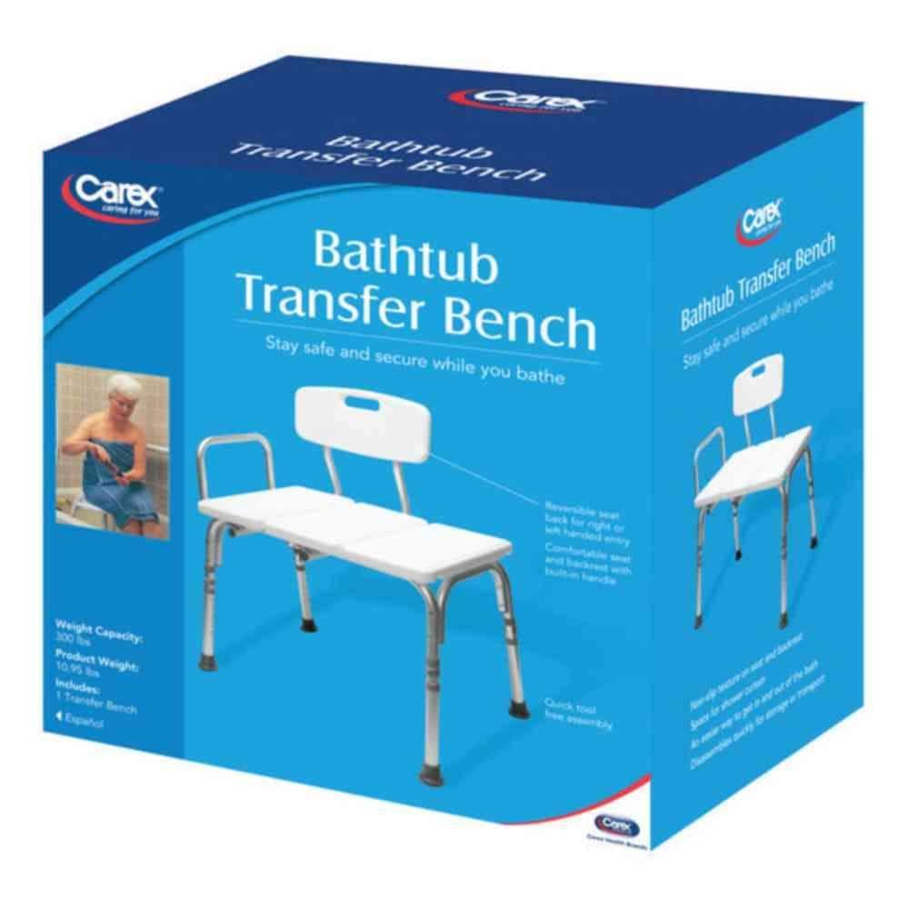 White Adjustable Plastic Bathtub Transfer Bench