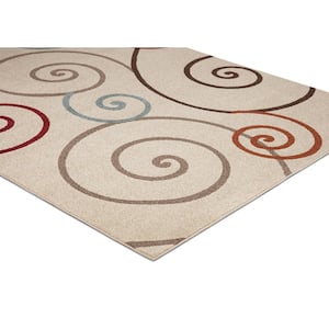 Chester Scroll Ivory 5 ft. Round Area Rug