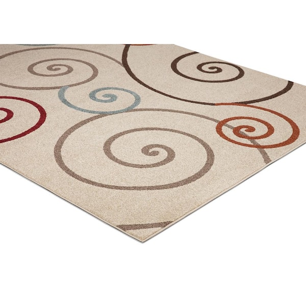 Chester Scroll Ivory 5 ft. Round Area Rug