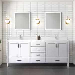 Jacques 80 in. W x 22 in. D White Double Bath Vanity, White Quartz Top, Faucet Set, and 30 in. Mirrors