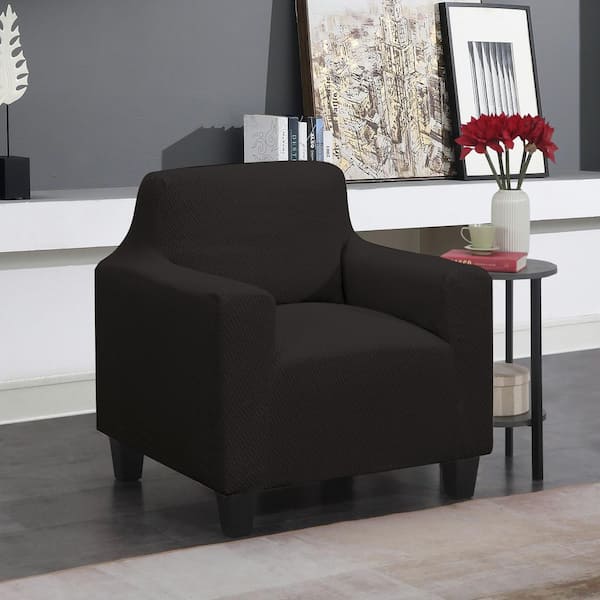 J&V TEXTILES Black Microfiber Super Stretch Water Resistant Chair Slipcover