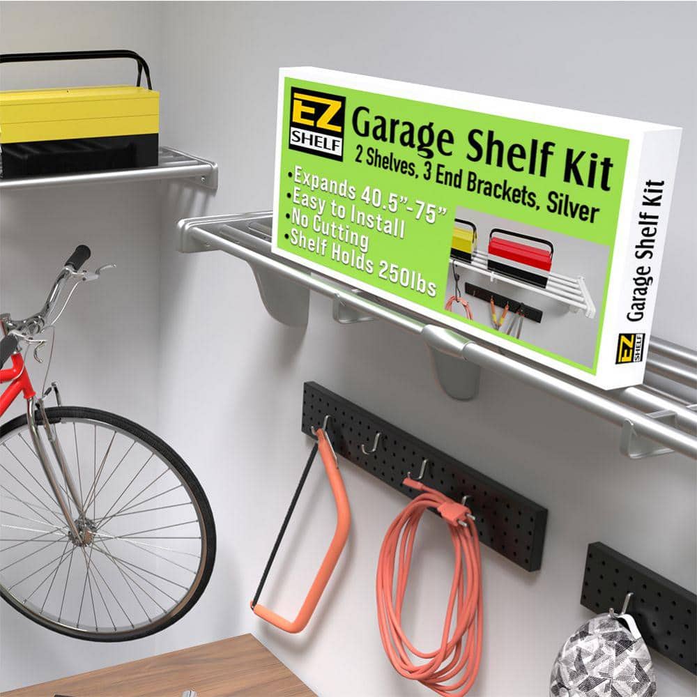 40 in. - 75 in. Metal 2-Expandable Garage Shelf in Silver (Set of 2) price history on PriceWatchPro