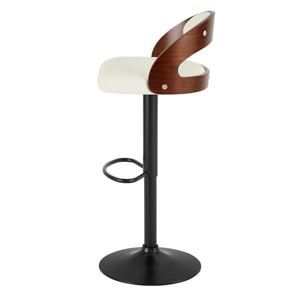 Bar Stools Set of 2-Counter Height Stool with Bentwood Back Arm and Footrest 24.8 in. Metal Frame Swivel Barstools White