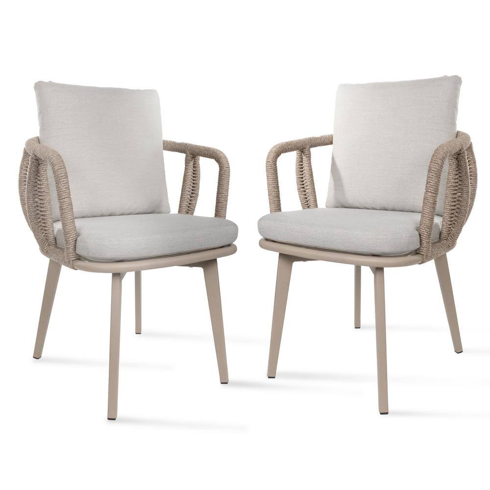 TWT Sling Aluminum Outdoor Lounge Chairs with Champagne Back Cushion ...