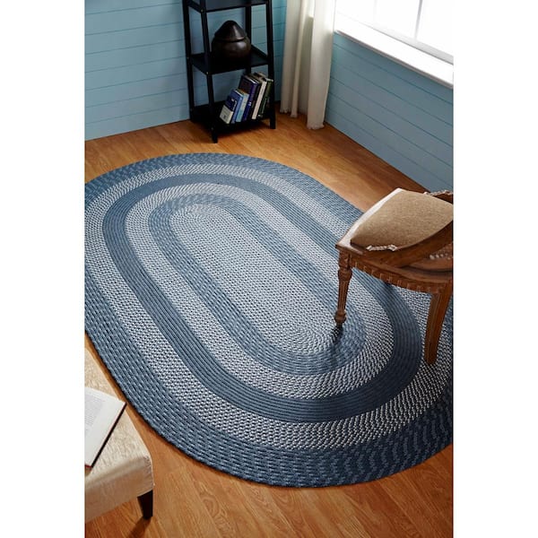 Better Trends Newport Braid Collection Slate Blue 42 x 66 Oval