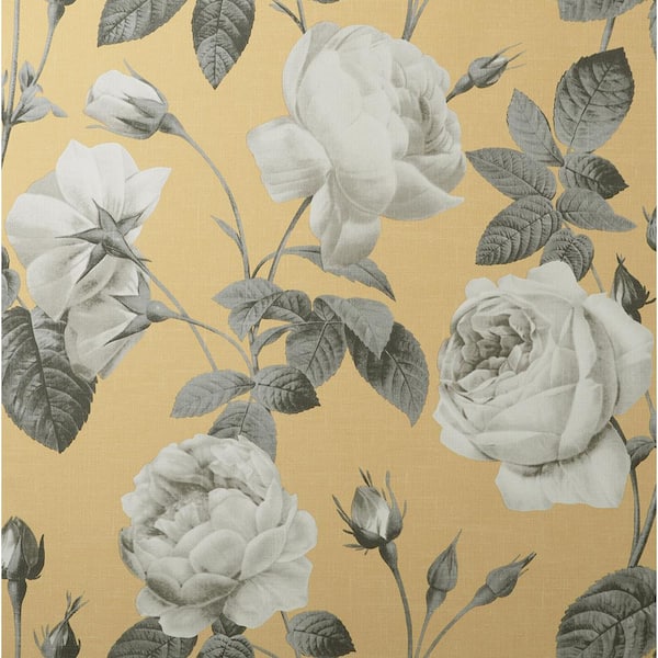 Fine Decor Eden Mustard Floral Wallpaper Sample