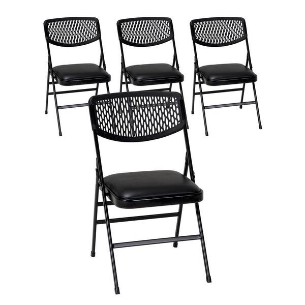 Cosco Black Metal Padded Folding Chair (Set of 4) 60861BLK4E The Home