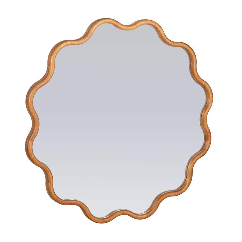 Roxy 29.8 in. W x 29.8 in. H Round Wooden Natural Decorative Wall Mirror