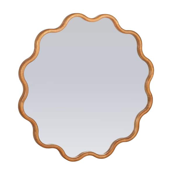 Storied Home Roxy 29.8 in. W x 29.8 in. H Round Wooden Natural Decorative Wall Mirror