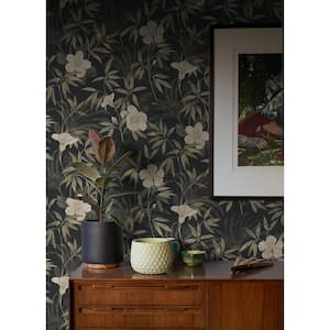 Malecon Charcoal Floral Non-Pasted Vinyl Wallpaper