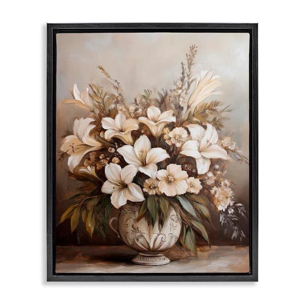 Lily Bouquet Still Life by Petal Prints Design Black Floater Frame Nature Graphic Art Print 21 in. x 17 in.