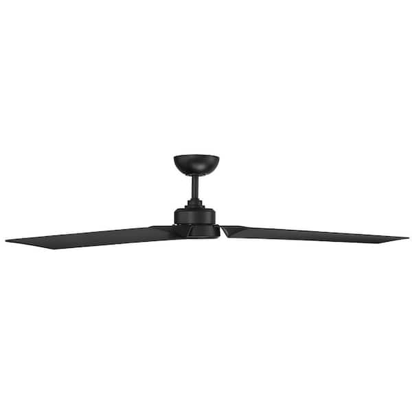 Roboto 62 in. Smart Indoor/Outdoor Matte Black 3-Blade Standard Ceiling Fan Plus Remote