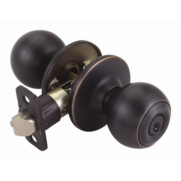 Design House Ball Oil Rubbed Bronze Keyed Entry Door Knob with Universal 6 Way Latch