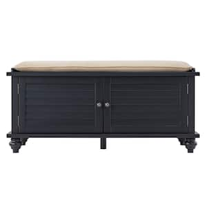 Vulcan Black Velvet Cushion Storage Bench (47.5 in. W x 18 in. D x 21.6 in. H)