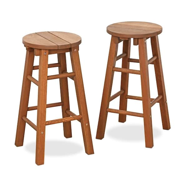 Furinno Tioman Hardwood Outdoor Bar Stool 2 Pack FG17629 The