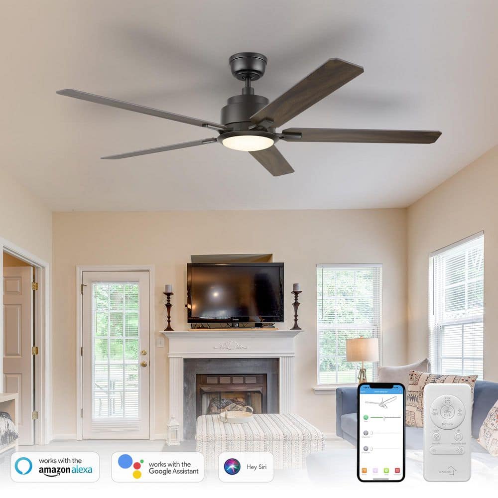 Essex 56 in. Dimmable LED Indoor/Outdoor Black Smart Ceiling Fan with Light and Remote, Works with Alexa/Google Home price history on PriceWatchPro