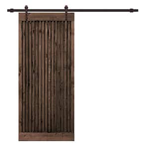 Japanese 38 in. x 84 in. Pre Assemble Espresso Stained Wood Interior Sliding Barn Door with Hardware Kit