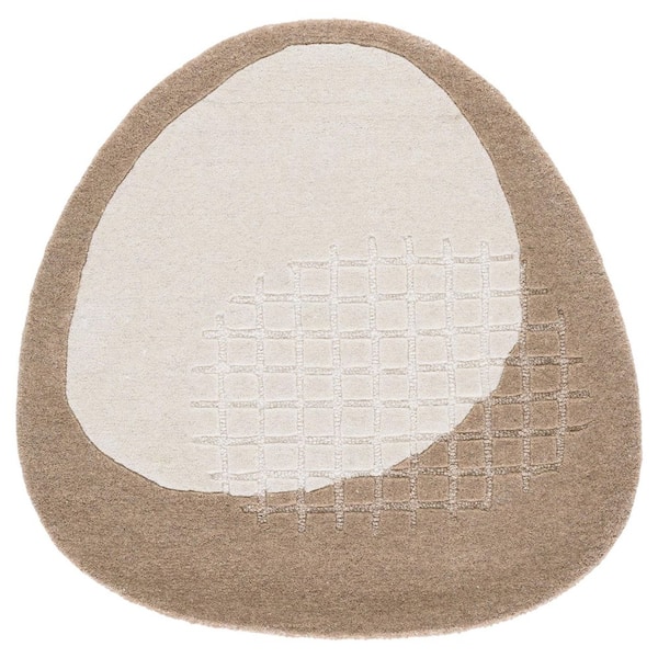 Novelty 4 ft. x 4 ft. Beige/Ivory Two-Tone Solid Specialty Area Rug