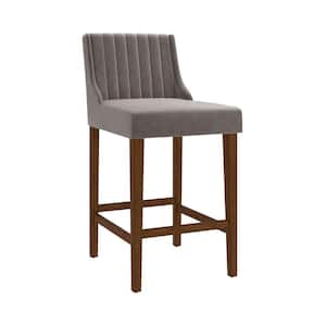Lynne 26 in. Walnut Full Back Wood Counter Stool with Fabric Seat Set of 1
