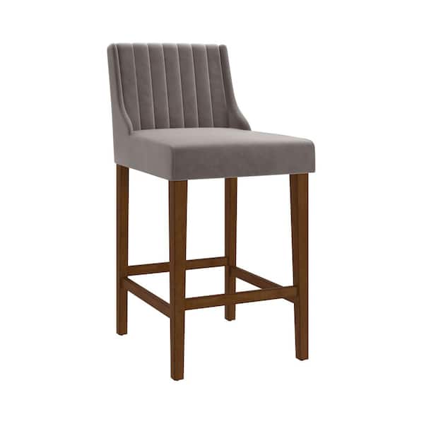 Hillsdale Furniture Lynne 26 in. Walnut Full Back Wood Counter Stool with Fabric Seat Set of 1
