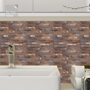 6-sheets Rustic Brown 11.5 in. x 11.75 in. Peel & Stick Decorative Metallic Wall Tile Backsplash [6 sq.ft. / pack]