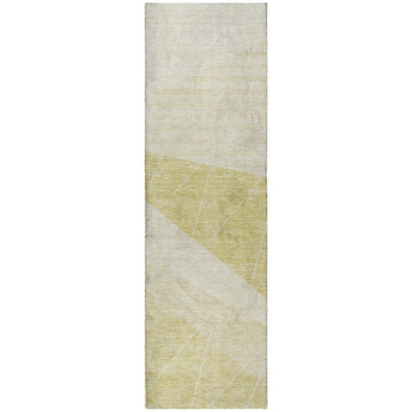 Dream Shag Premium Machine Washable Abstract ADS706 Wheat 2 ft. x 7 ft. Runner Rug