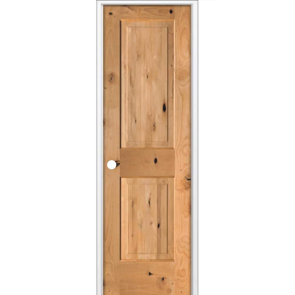18 in. x 80 in. Rustic Knotty Alder 2 Panel Square Top Right-Hand Single BEHR Cedar Stain Wood Prehung Interior Door price history on PriceWatchPro